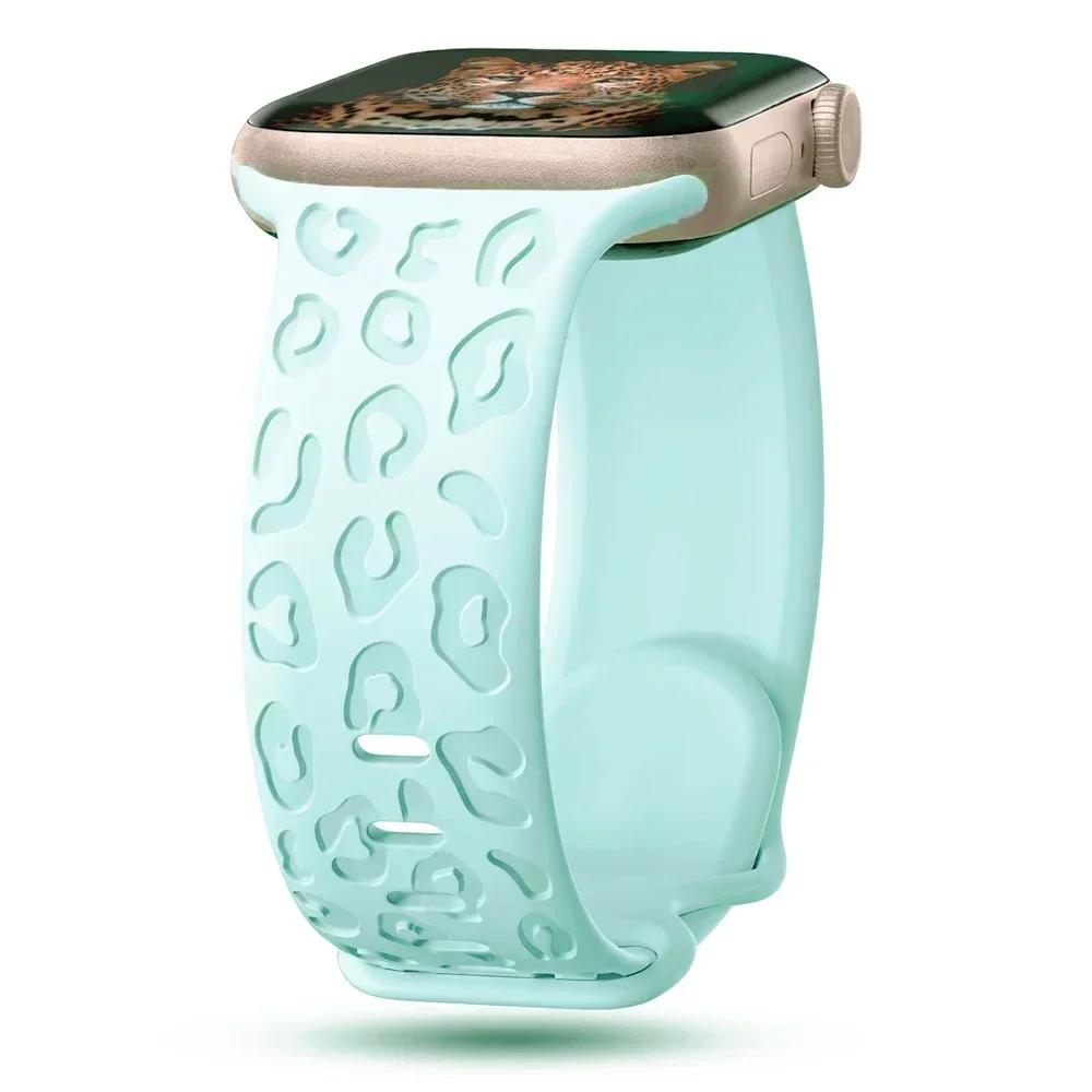 

Ремешки с гравировкой леопарда для Apple Watch Band 45 мм 44 мм 49 мм 41 мм 46 40 мм Correa Bracelet Iwatch Series 10 9 8 7 SE 6 5 3 Ultra 2 38-40-41-(S10)42mm