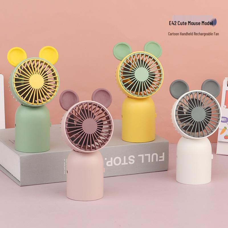 Mini Cartoon USB Handheld Fan - Portable Desktop Fan with Custom Logo Option As Shown