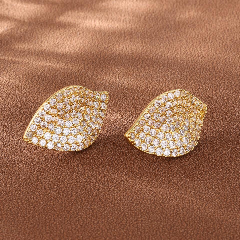 

ZAKOL Булинг Полностью Усыпанные Микро Паве Кубическим Цирконием Серьги-Пусеты в Виде Одиночного Листа для Женщин Элегантная Невеста Свадебная Вечеринка Циркон