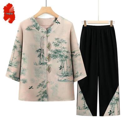 Women's Chinese Style Summer Floral Two-Piece Set