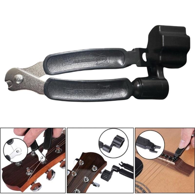 3 In 1 Guitar String Pegs Tuner Winder Tool String Cutter and Bridge Pin Puller Guitar Tool for Repairing Restringing