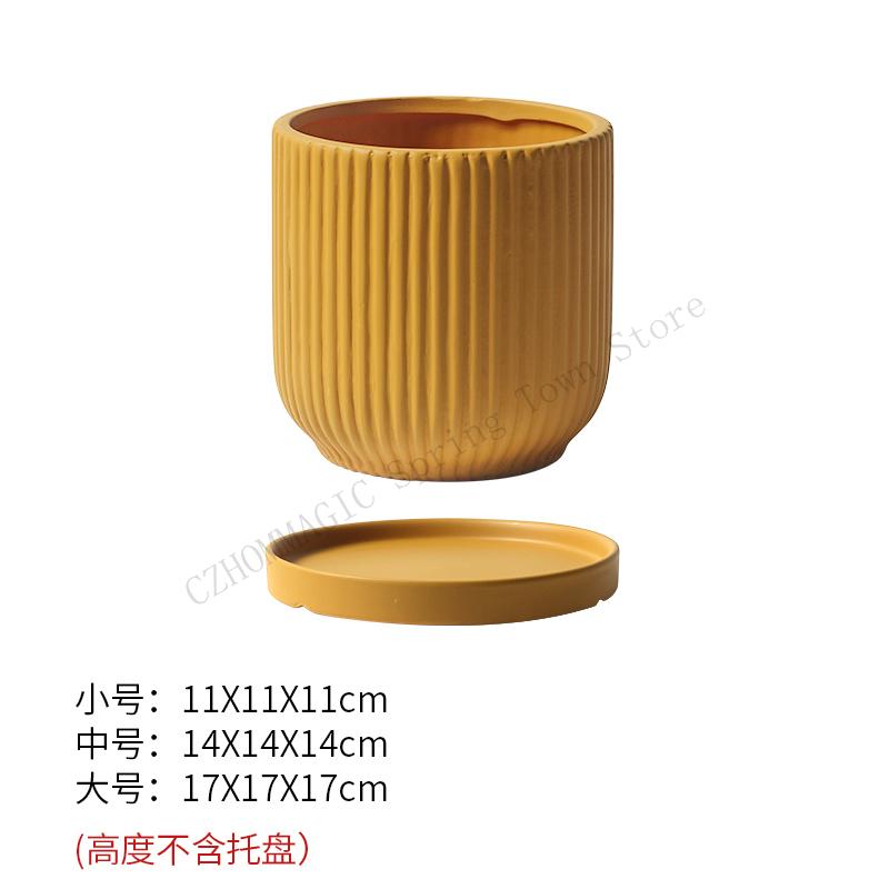 Nordic Style Ins Ceramic Flowerpot With Tray Fashion Simple Indoor Living Room Pot For Flowers Lvluo Bonsai Home Decoration Gifs