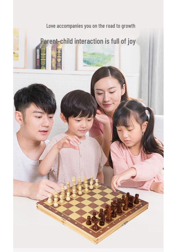 Children's Wooden Chess Board Game - Educational and Early Learning Toy for All Ages