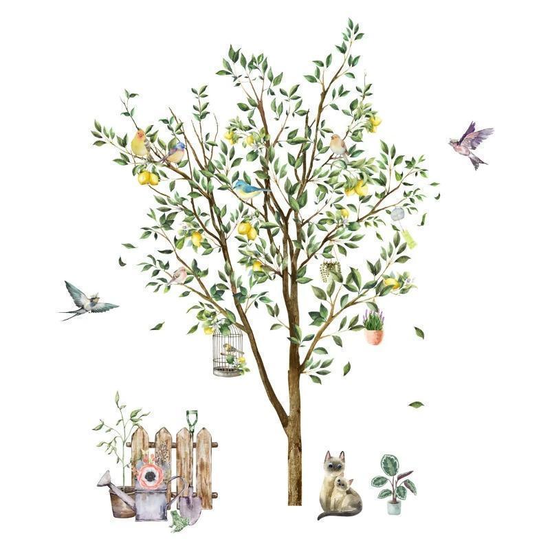 Lemon Tree Animal Wall Stickers Living Room Decoration Bedroom Home Decor Removable Wall Decals for Room Decorative Wallpapers