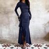 Women's Fall  Ruffled Long Sleeve Dress, Bridesmaid Dress for Wedding Party Evening Gown