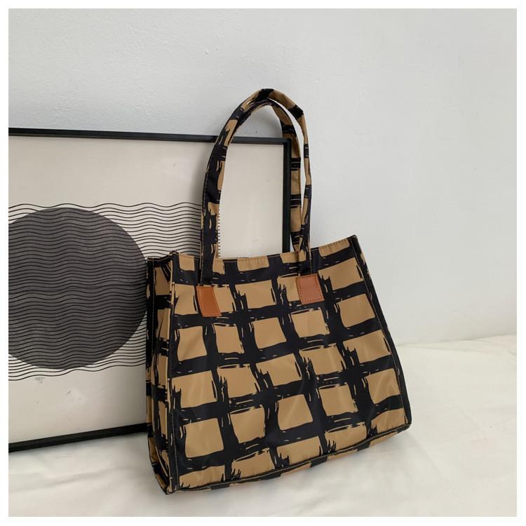 Trendy Plaid Canvas Tote Bag For Women 2022 Chic Large Capacity Shoulder Bag хаки
