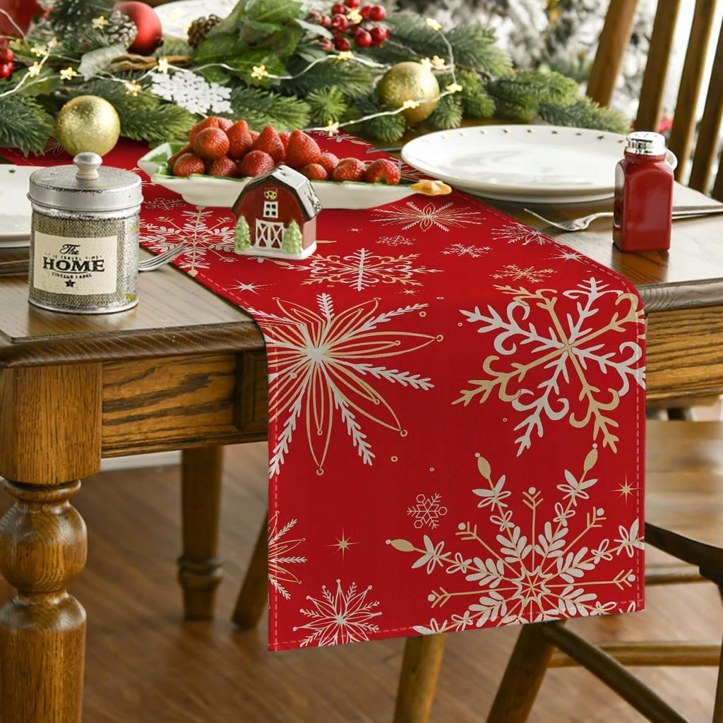 Artoid Mode Red Snowflake Table Runner 40×180cm Christmas