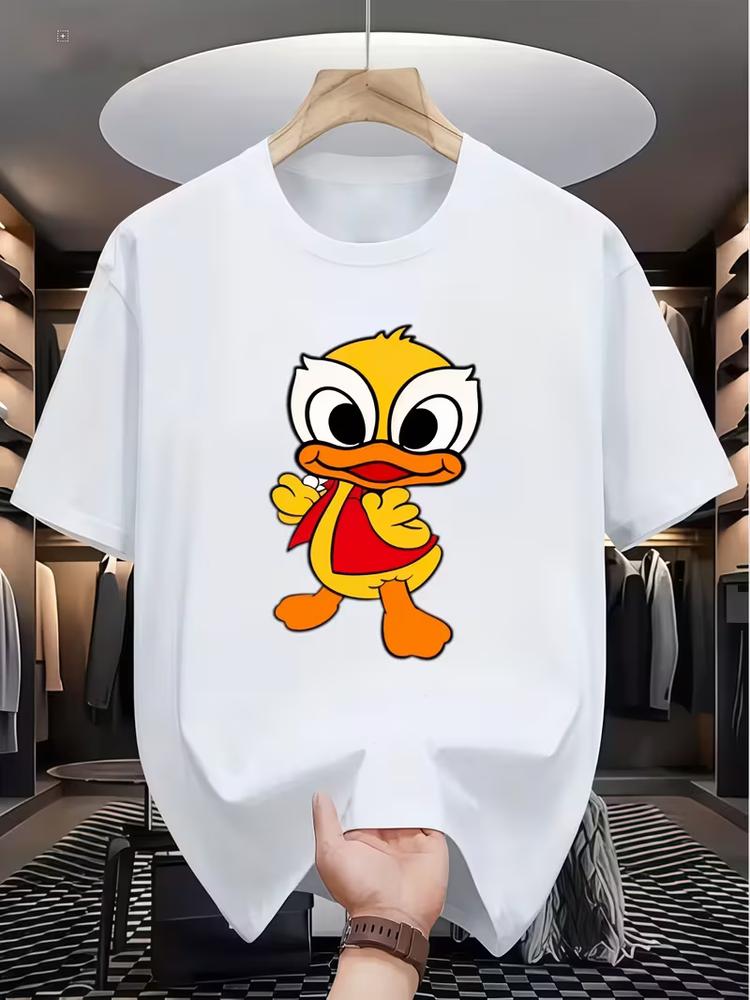 Cute yellow duck print t shirt unisex graphic tee summer short sleeve top S