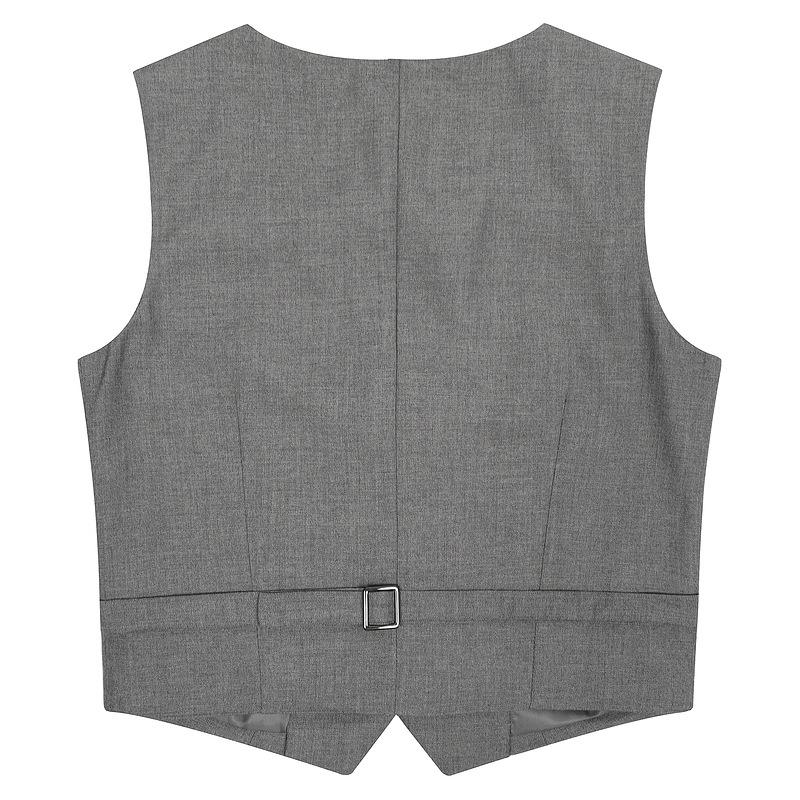 2025 novos produtos ins vento old money alta inteligência colete de terno cinza verão masculino e feminino gola V top externo curto