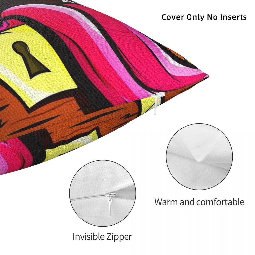 Mimic Chest Monster Loot Square Pillowcase Polyester Linen Velvet Creative Zip Decorative Home Cushion Case 45X45