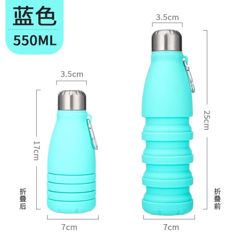 Silicone Foldable Water Bottle for Sports Reusable Leakproof Water Bottle with Carabiner Collapsible Water Bottle Dropshipping as show