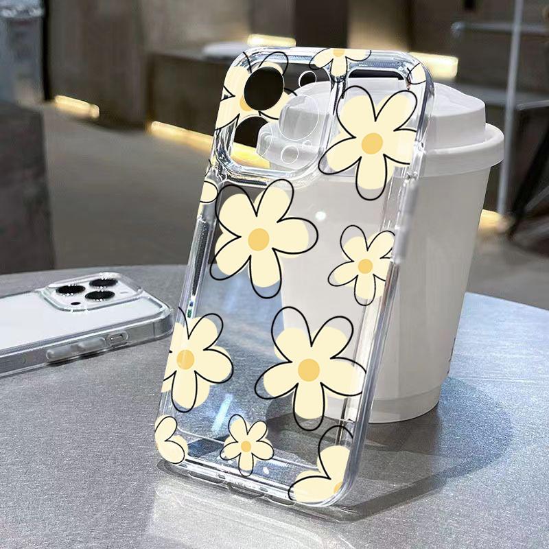 

Blue Flower Painted Phone Case for iPhone 17 16 15 14 13 12 11 8 7 Plus Pro Max X XR XSMax SE2 17e 16e Air Soft Clear Tpu Cover iPhone 16 Plus