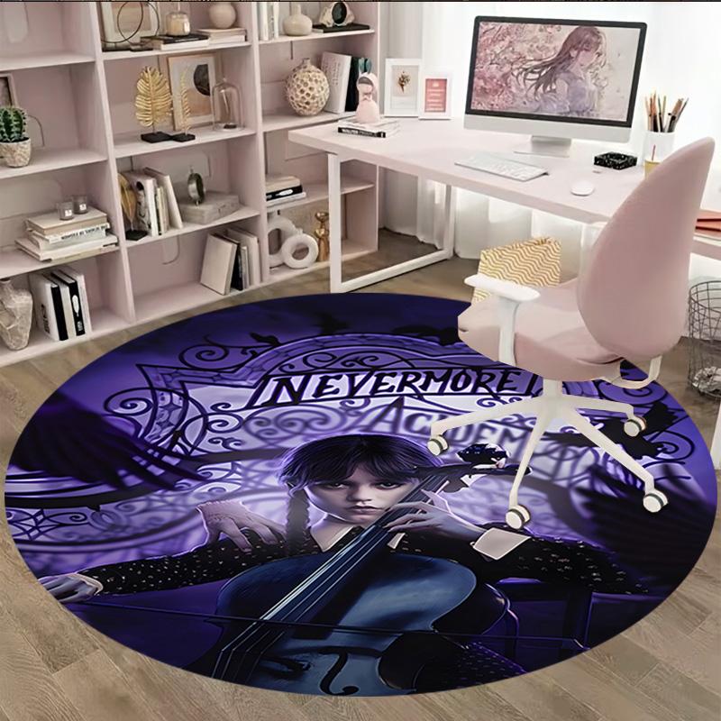 1pc Addams Family Wednesday9 Print Round Carpet Chair Round Carpet Suitable for Bedroom Living Room Home Decorative Carpet