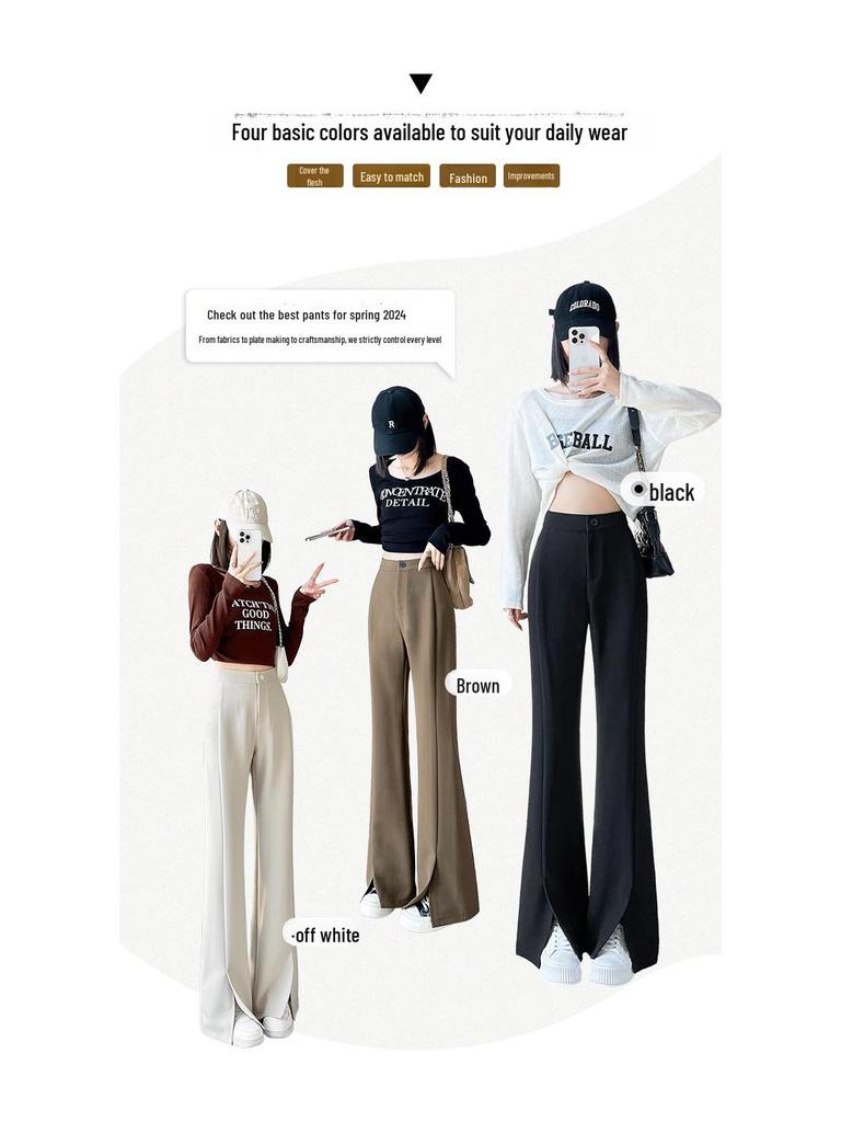 Women's High-Waist Black Flared Suit Pants - Slim Fit, Wide Leg, Spring 2024 Collection