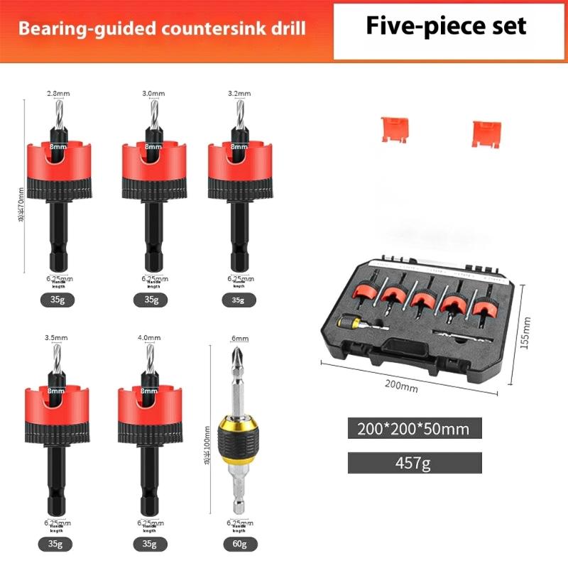 High Strength Steel Countersink Drill Tool For Adjustable Depth Countersinking In Woodworking Projects Smooth Bearing