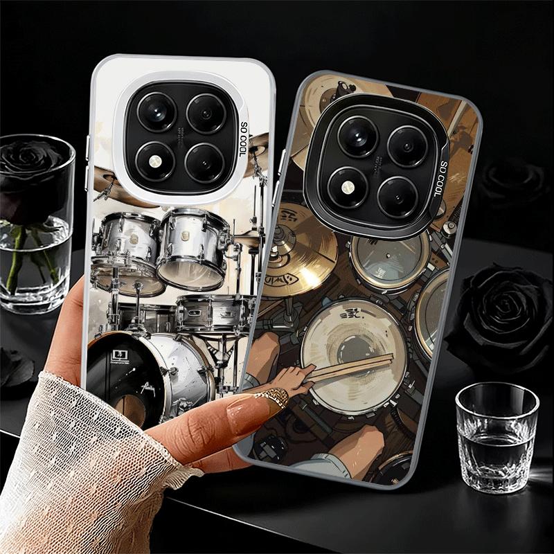 Drum Set Rock Music Soft Phone Case for Xiaomi Redmi Note 13 14 15 Pro Plus 12S 12 11S 11 11T 10S 10 Shockproof Cover Back Shell