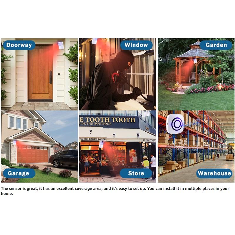 Fine Passage Alarm, Wireless Alarm System with Motion Sensor, Access Speed, Motion Bell with 38 Ringtones, Driveway Alarm