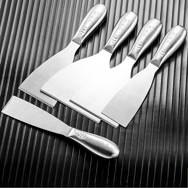 1 buc Spatulă de curățare din oțel inoxidabil îngroșat cu mâner de lemn, Artefact multifuncțional pentru răzuirea chitului, Spatulă integrată care nu zgârie