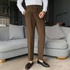 Elegante Formelle Hosen Herren Anzug Business Stil Gerade Beine Schmal Geschnitten Einfarbige Weiche Hohe Taille Vintage Taschen Atmungsaktiv Bürohosen Reißverschluss