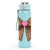 1PC Leopard Bow Pink Heart 750ml Color Plastic Sports Water Bottle Leakproof Flip Straw Lid Suitable for Sports Office Home Use