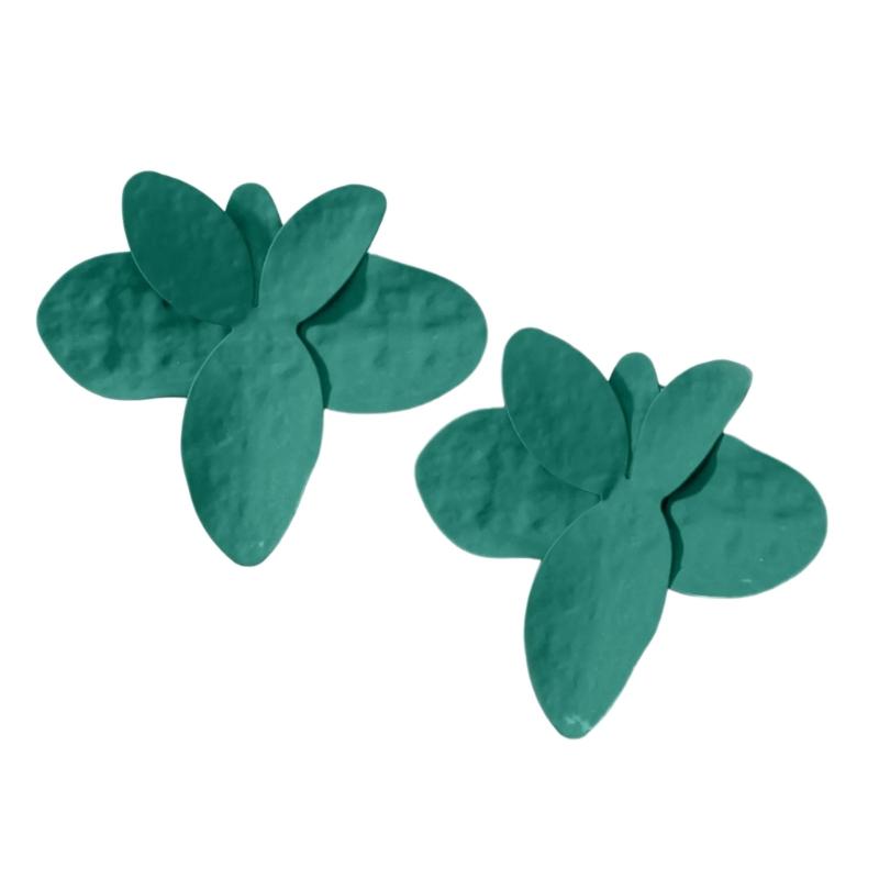 Многоцелевые Большие Элегантные Серьги-Гвоздики с Цветами Минималистичные Прочные Металлические Узоры-Лепестки для Элегантных Случаев зелёный