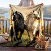 Couverture Flanelle Chaude Motif Cheval, Couverture Légère Confortable pour Lit Canapé