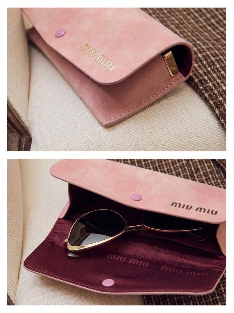 MIU MIU Pink Leather Eyeglasses Case Set