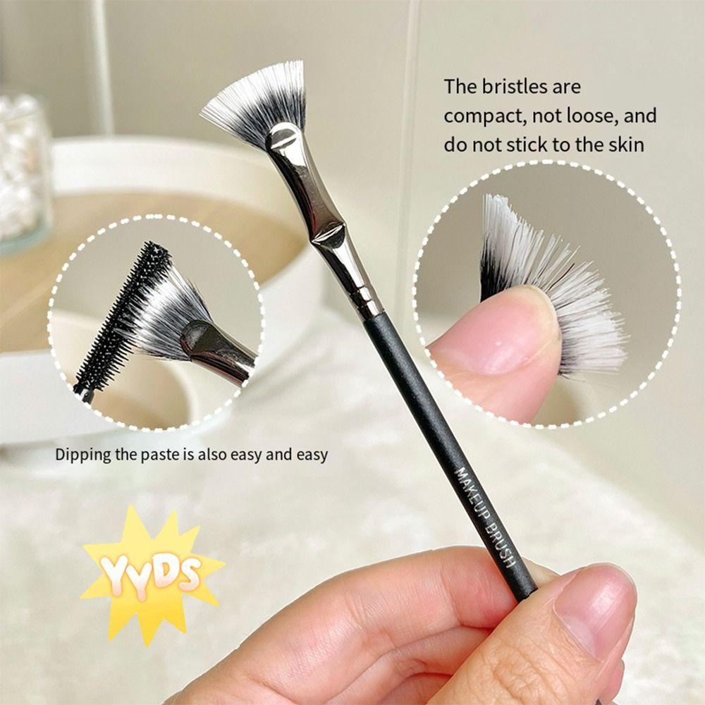 Makeup Brush Angled Fan-shaped Eyelash Brush Fine Professional Mascara Fan Brush Wooden Handle Clearly Rooted Makeup Tool