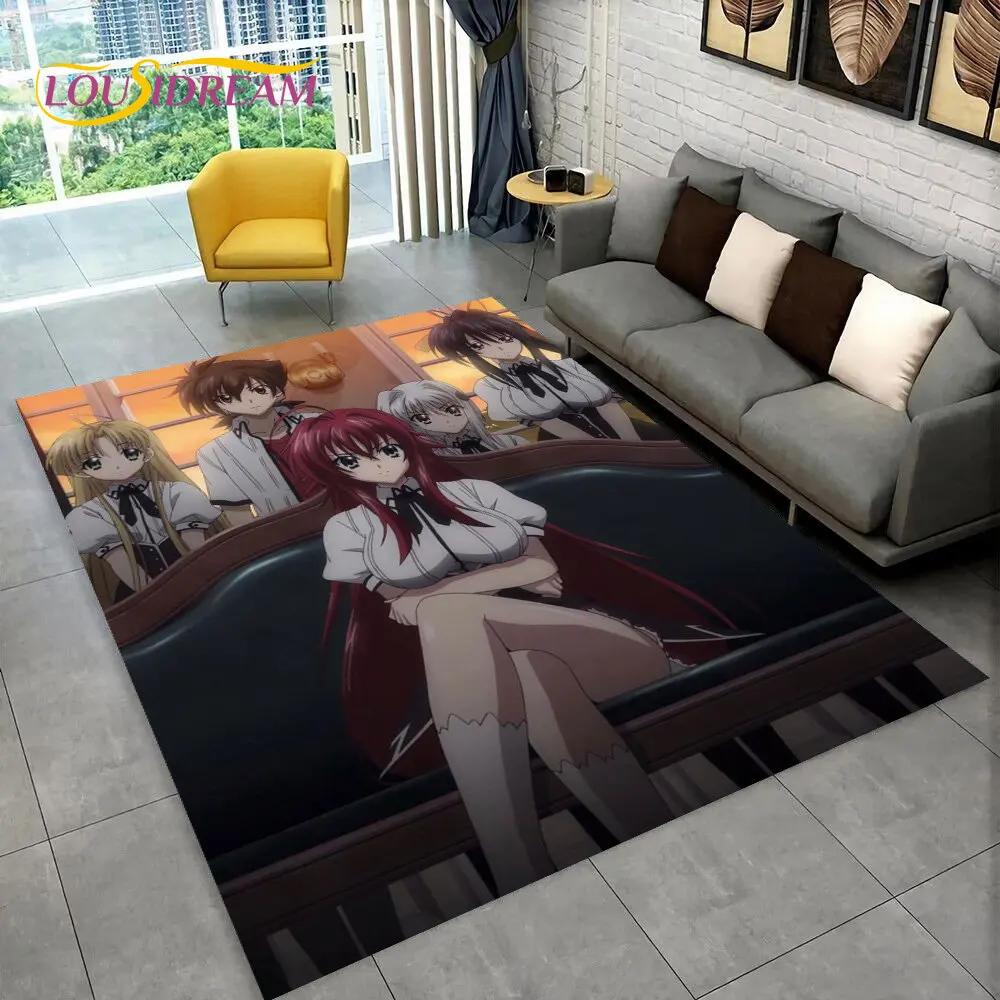 Alfombra Sexy Anime High School D×D, Alfombra para el Hogar Sala de Estar Dormitorio Sofá Felpudo Decoración, Alfombra de Juego Antideslizante 3D para Niños