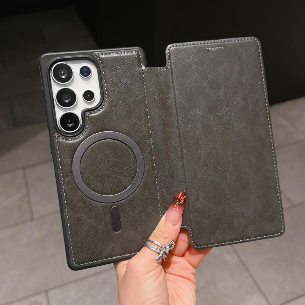 Luxury Flip Wallet Card Slot Leather Case For Samsung Galaxy S25 Ultra S24 S23 Plus S22 S25Edge Magnetic Fold Stand Holder Cover