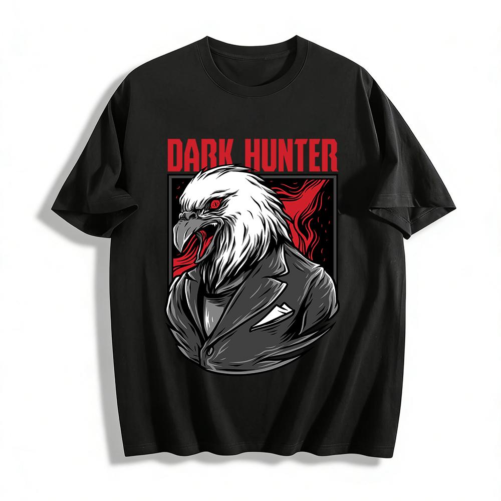 Dark Hunter Suit Eagle Cool Graphic Casual Short Sleeve T-Shirt Pure cotton T-shirt XXS