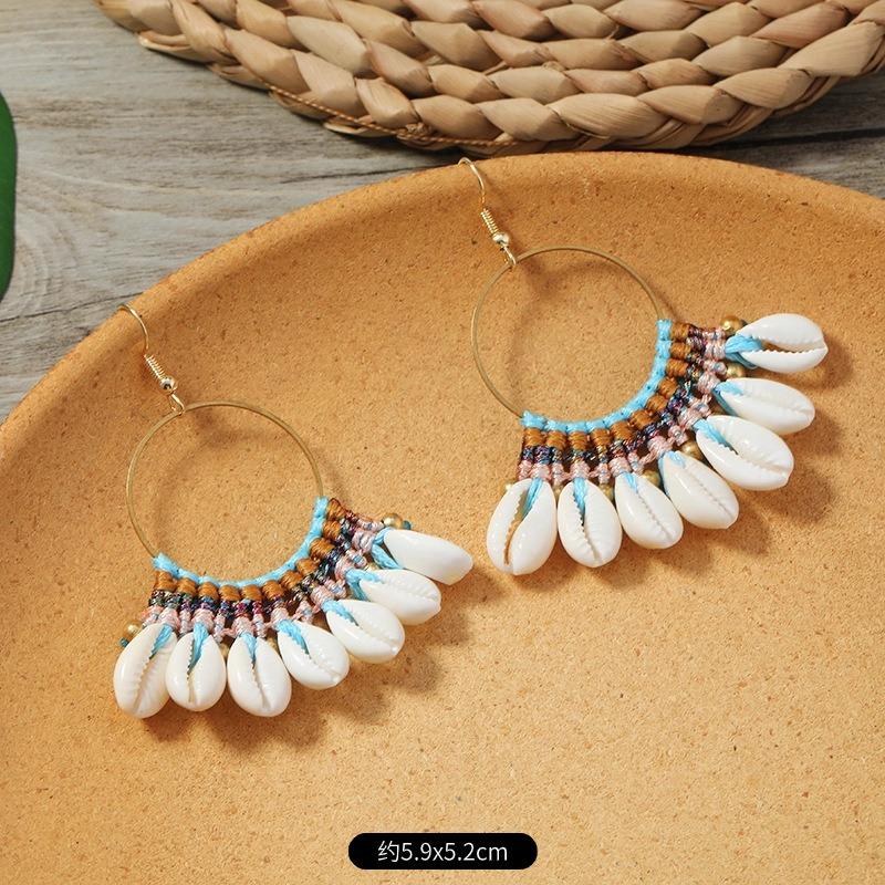 Bohemian Earrings Hand-woven Retro Vacation Versatile Temperament Earrings Women's Long Earrings