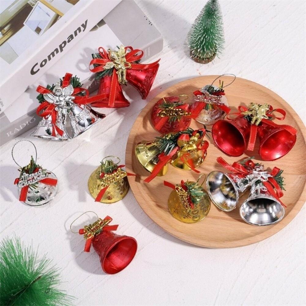 4/2Pcs Plastic Christmas Bells Merry Christmas Xmas Tree Decorations  Festival Party Celebration