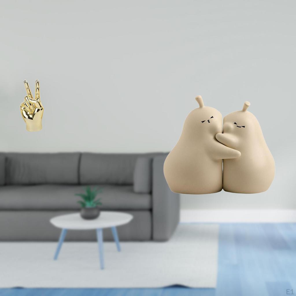 Hand Finger Gesture Sculpture Creative Desk Statue Hugging Pear Ceramic Bookend Fine Workmanship