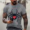 Herre T-skjorte Sommerrød 3D Spider Print T-skjorter Herre Cool Spider Kortermet O-hals T-skjorte Herre Oversized klær