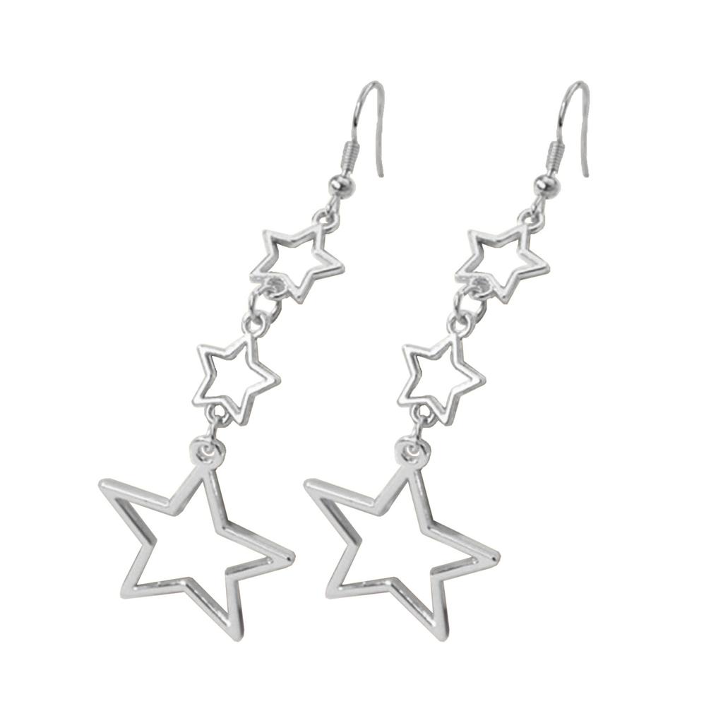Long Triple Star Dangle Earrings for Womem Jewelry Hollow Star Earrings Pentagrams Dangle Earrings Valentines Day Gift
