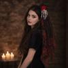 3D Skeleton Skeleton Hand Mesh Veil Long Tulle Skull Hairwear Gothic Headband  Stage Performance