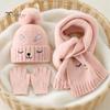 Warm Knitted Hat for Toddlers Winter Gloves Scarf Set Kids, Pompom Hat, Cute Essentials Bunny Embroidery, Cozy Boys Girls Ages 2 to 6 Outings