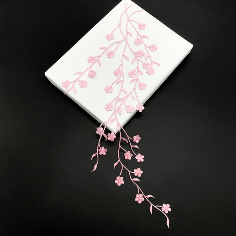 1PC Floral Clothes Sticker Iron On Applique Patch DIY Hot-fix 47CM Plum Blossom Flower Beautiful Embroidery Patches Cheongsam