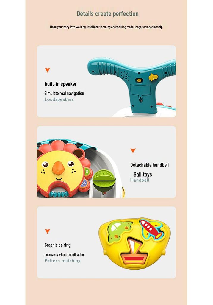 Huang'er Anti-Rollover Baby Toddler Walker - Multifunctional Pushchair Toy for Boys and Girls