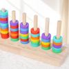 Juego de Mesa de Lanzamiento de Anillos Montessori Juguetes de Madera Juego de Rompecabezas de Clasificación por Color Juego de Cognición de Colores con Cuentas de Colores para Juguete de Educación Temprana