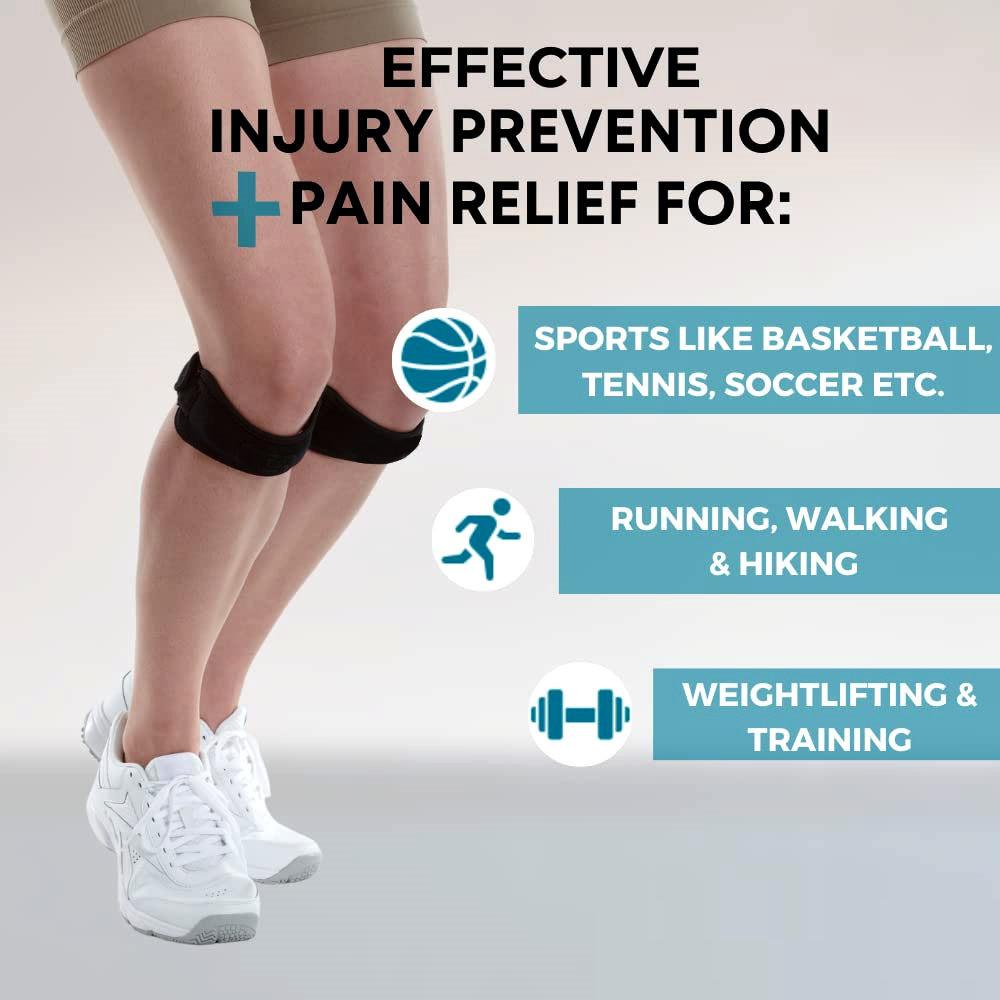 1Pair Patella Knee Strap, Adjustable Knee Brace Patellar Tendon Stabilizer Support Band for Knee Pain Relief