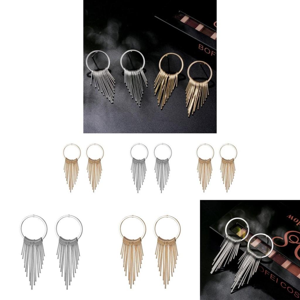 Fashion Creative Alloy Tassel Earrings For Women Geometric Shape Jewelry