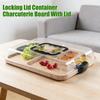 Träbento med lock och handtag Flerfackig matlåda för snacks och underhållning Bärbar läckagesäker charkuteribräda för måltidsförberedelse