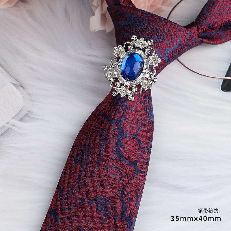 Men'S Emperor Rhinestone Collar Ring Clip Tie Hoop Vintage Knight Tie Hoop Business Shirt Tie Button Brooch