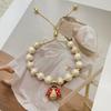 Christmas Ladybug and Bee Handmade Bracelet with Zirconium and Freshwater Pearls