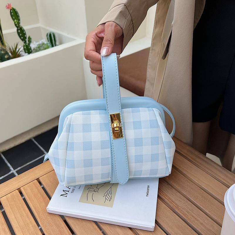 Urban simple contrasting color clip bag plaid fashion arm bag new trendy texture shoulder messenger bag
