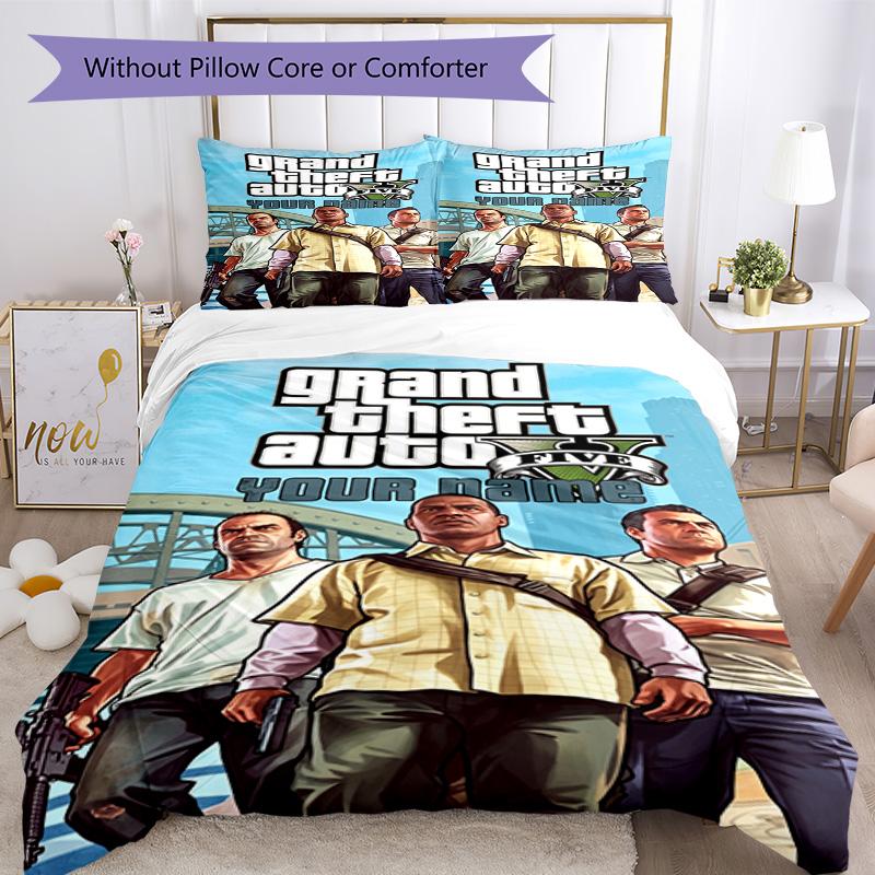 Gta Customize Text Custom Bedding Perfect for Decorate room Breathable Duvet Cover Bedroom Decor Christmas, WeddingPerfect