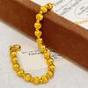 Intertwined Pattern Gold Cat's Eye Bracelet Lucky Round Gold Hand Chain  Women's