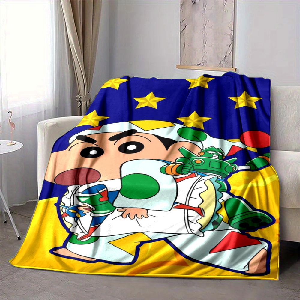1PC Crayon Shin chan Blanket Lightweight Flannel Throw Blanket for Sofa, Bed, Travel, Camping, Livingroom, Office, Couch